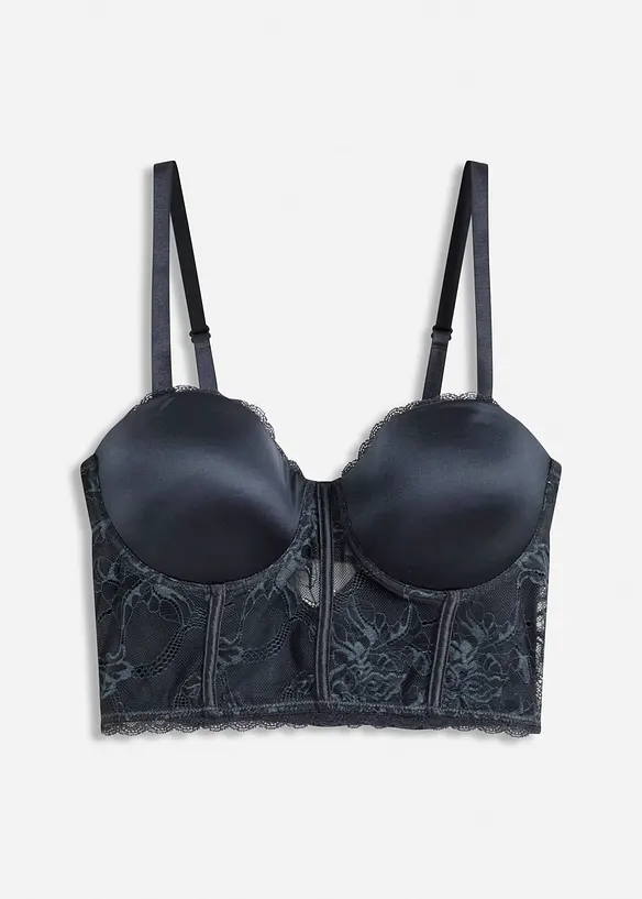 Soutien-gorge balconnet en polyamide brillant avec dentelle à franges, bonprix