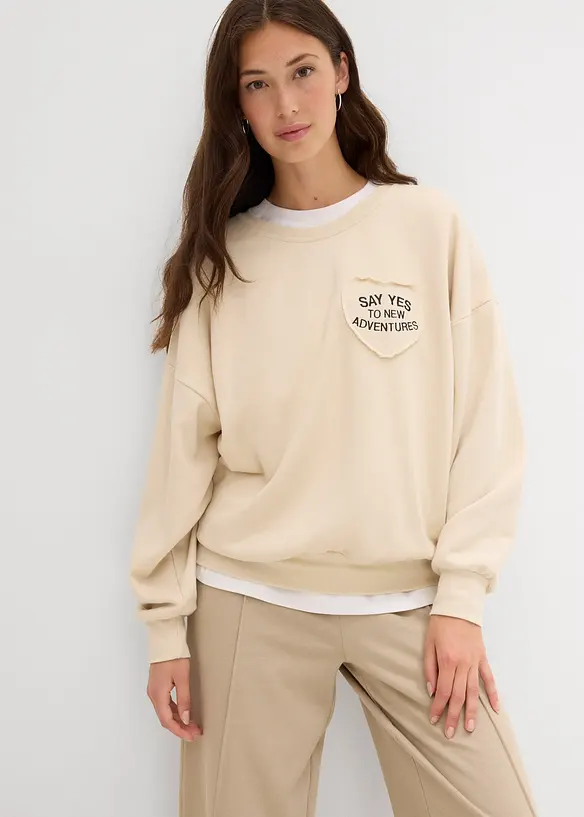 Oversize-Sweatshirt aus weichem Baumwoll-Mix, bonprix