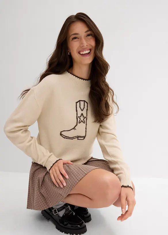 Feinstrickpullover mit überschnittener Schulter, bonprix