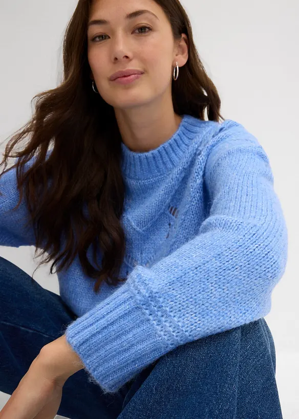 Grobstrick-Pullover aus weichem Woll-Mix, bonprix