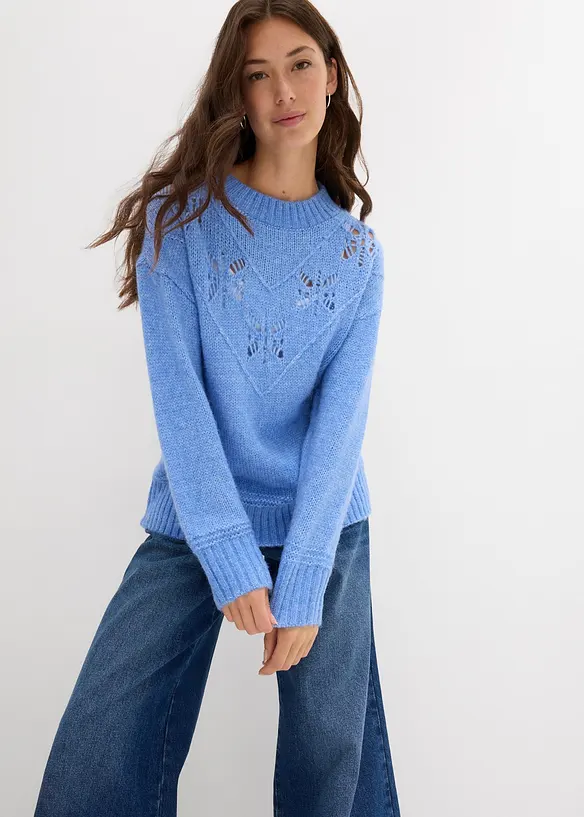 Grobstrick-Pullover aus weichem Woll-Mix, bonprix
