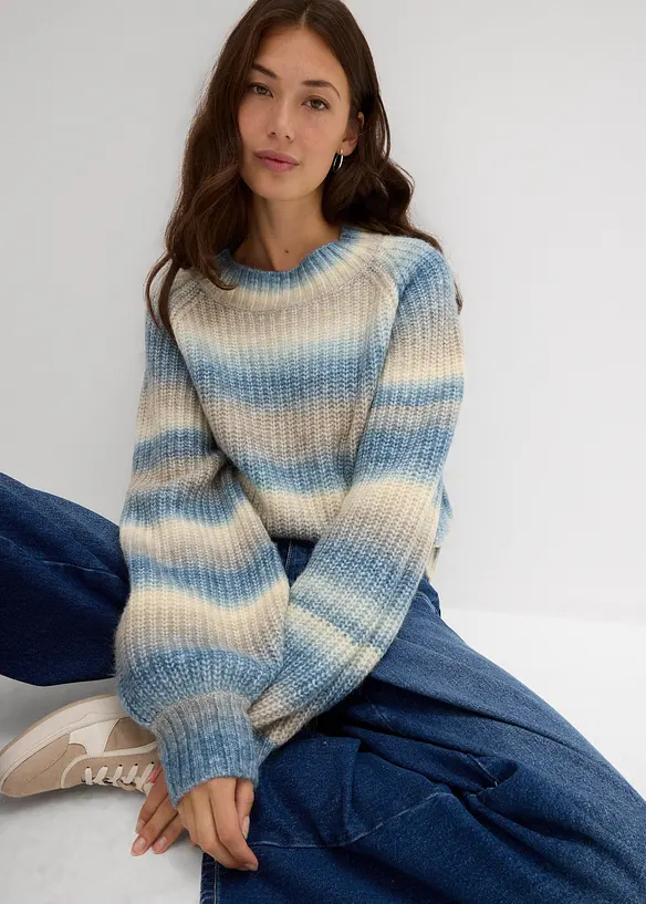 Grobstrick-Pullover aus weichem Woll-Mix, bonprix