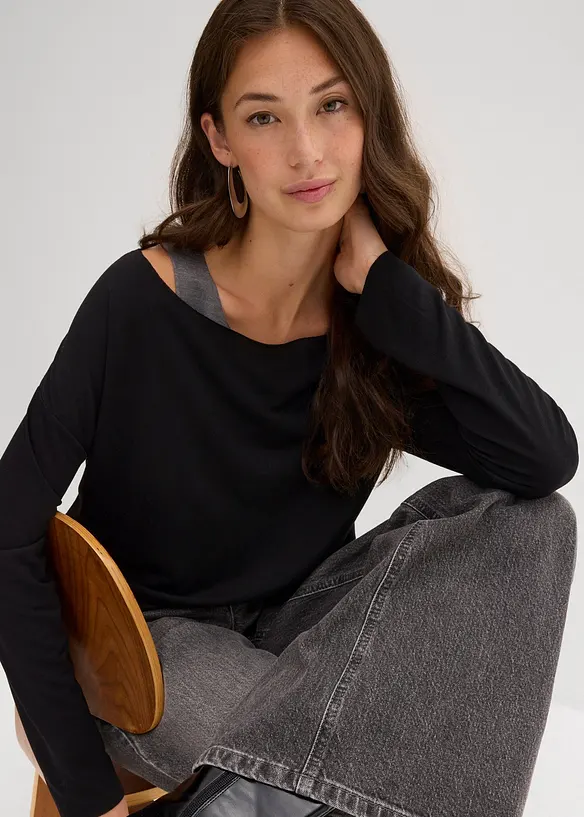 Top und Langarmshirt (2-tlg.Set) aus Jersey, bonprix