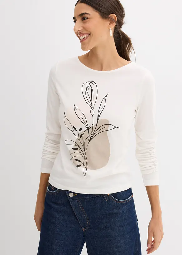 T-shirt manches longues 100% coton, bonprix