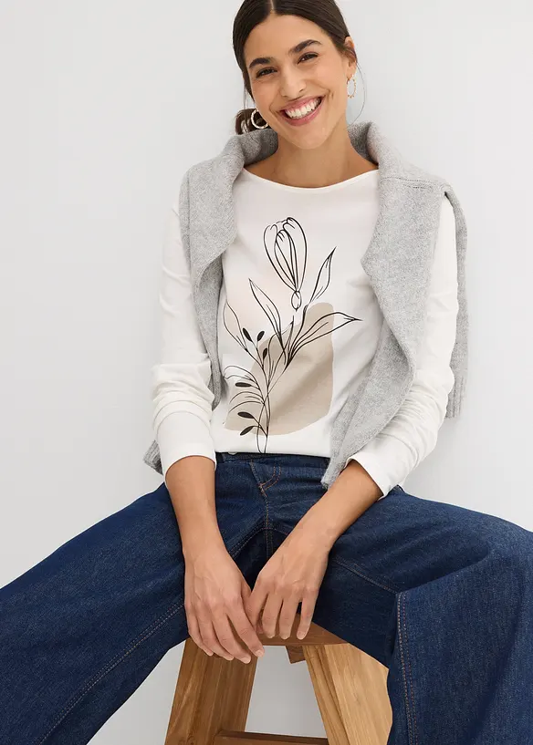 T-shirt manches longues 100% coton, bonprix