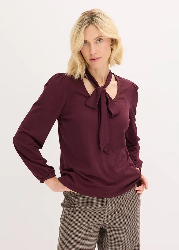 Struktur-Shirt mit abnehmbarer Schluppe, bonprix