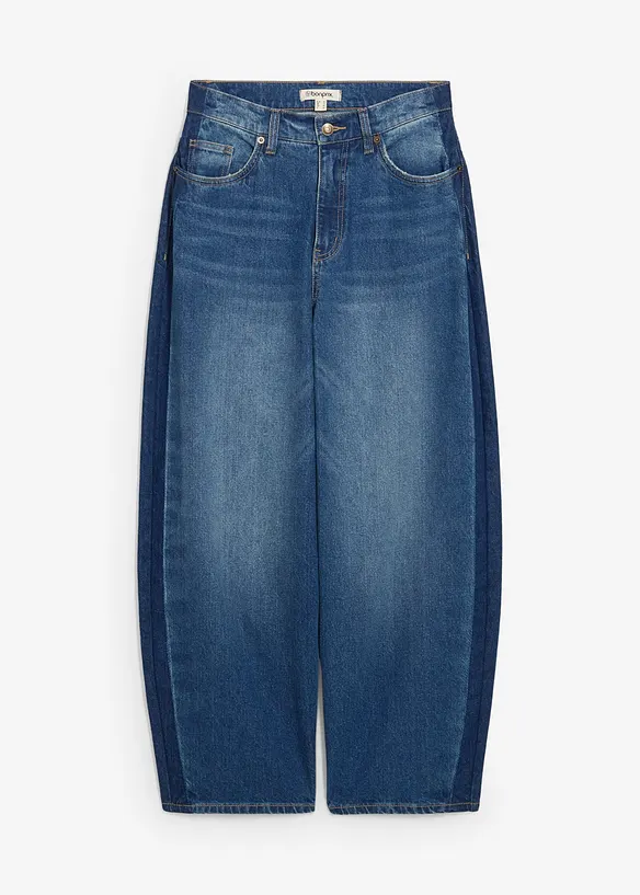 Jean barrel taille haute, cropped, bonprix