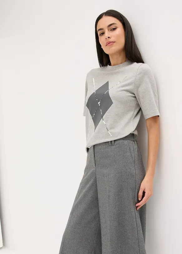 Halbarmshirt mit Pailetten und Druck, bonprix
