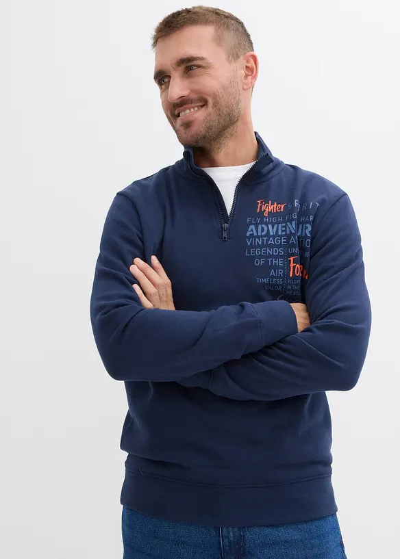 Troyer-Sweatshirt aus reiner Baumwolle, bonprix