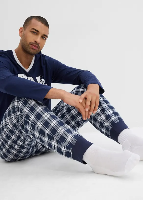 Pyjama mit Baumwolle und langen Ärmeln, bonprix