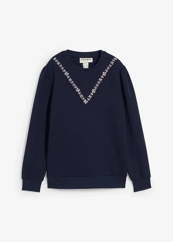 Sweat-shirt en coton mélangé avec broderie, bonprix