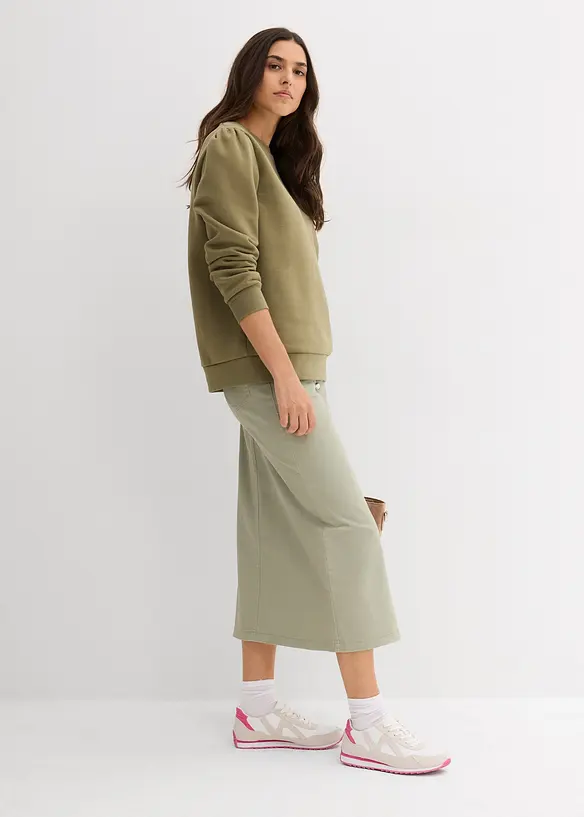 Sweatshirt mit Stickerei aus Baumwoll-Mix, bonprix