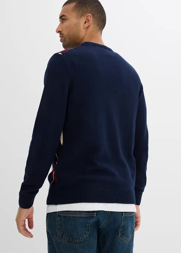 Pull à losanges 100% coton, bonprix