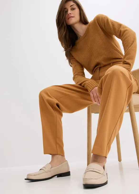 Pantalon en toile coupe barrel, bonprix