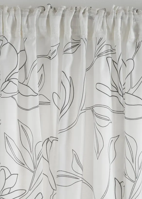 Gardine aus recyceltem Polyester mit Blätterdruck (1er Pack), bonprix