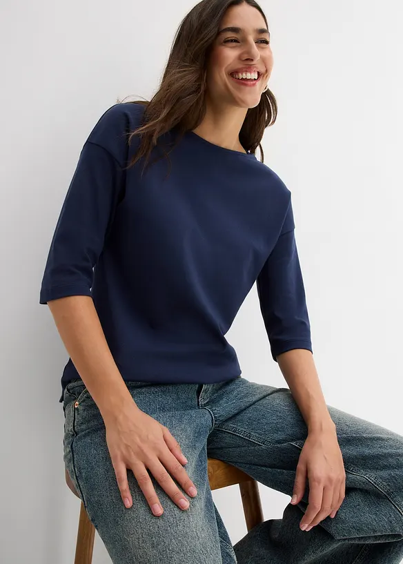 T-shirt col bateau 100% coton, bonprix