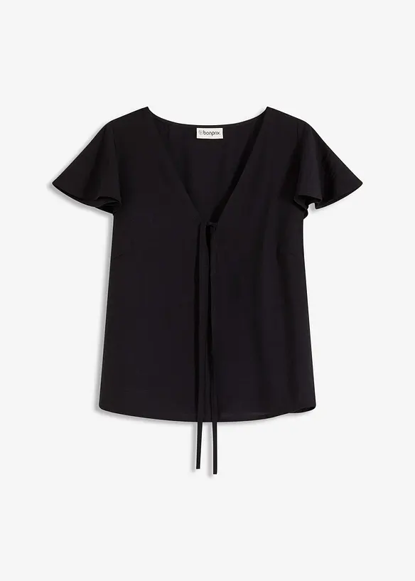 Blouse légèrement brillante à mancherons volantés, bonprix