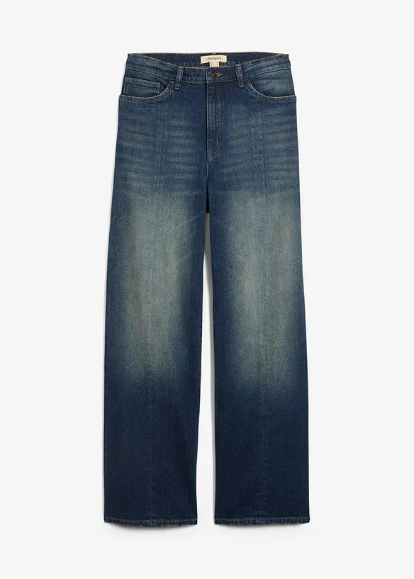 Jean droit et loose, taille haute, peu extensible, bonprix