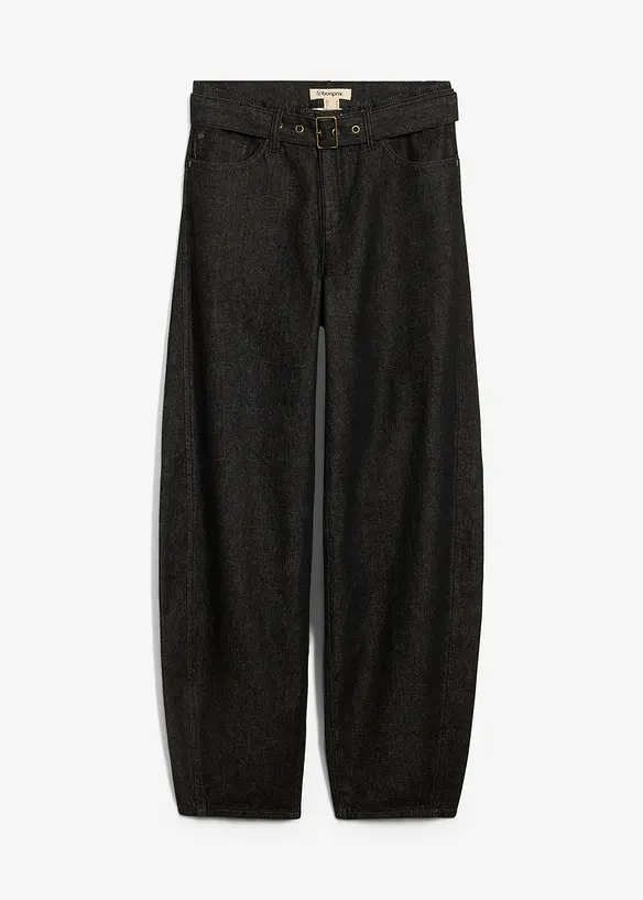 Jean Barrel taille mi-haute avec ceinture, bonprix