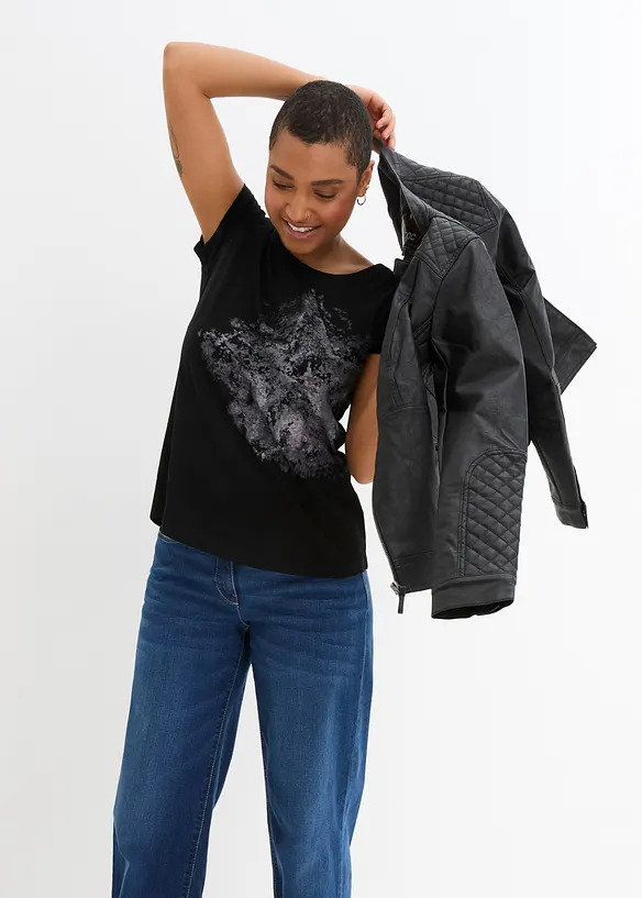 Baumwoll Flammgarn-Shirt, Kurzarm, bonprix