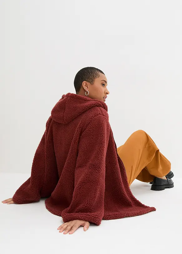Veste en sherpa coupe trapèze avec fentes latérales, bonprix
