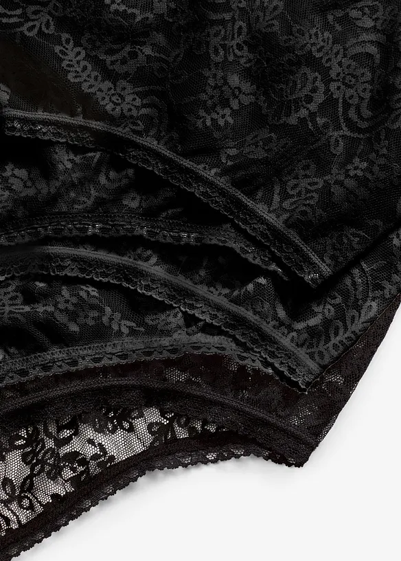 Lot de 3 slips taille haute en dentelle, bonprix