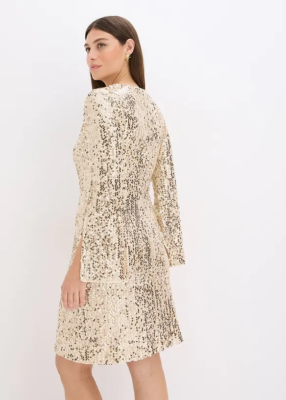 Robe à sequins et manches trompette, bonprix