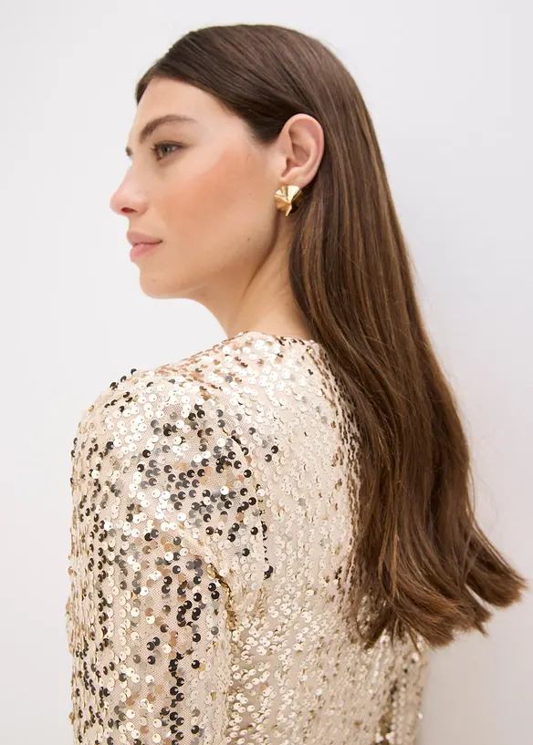 Robe à sequins et manches trompette, bonprix