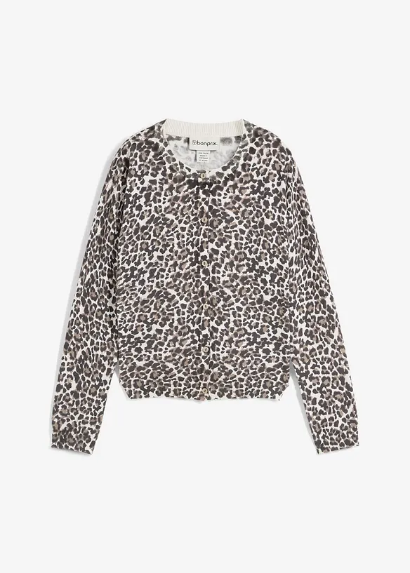 Gilet en fine maille à motif léopard, bonprix