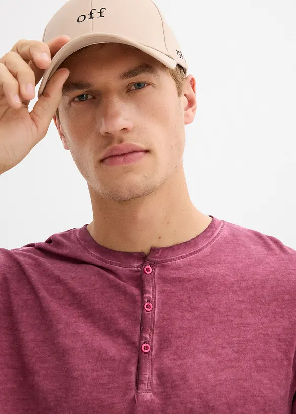 Henleyshirt, Langarm in gewaschener Optik aus reiner Bio-Baumwolle, bonprix