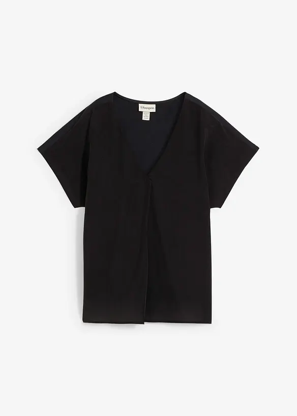 Shirt mit Seidenanteil und Webeinsatz, bonprix