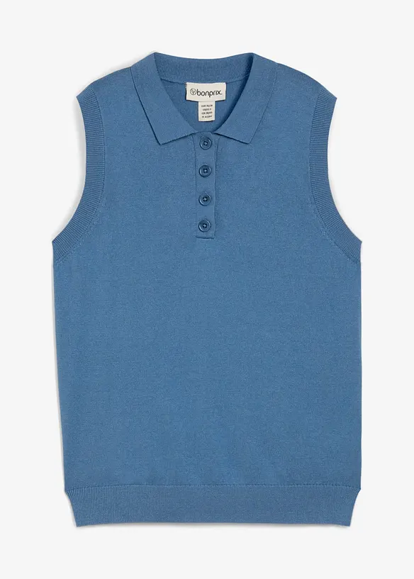 Feinstricktop mit Seidenanteil und Polokragen, bonprix