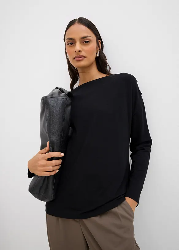 T-shirt manches longues en viscose extensible, bonprix