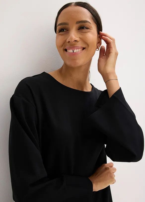 Kurzes Kleid mit Volant aus Punto di Roma, bonprix