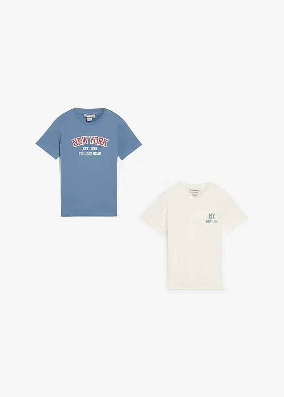 Lot de 2 T-shirts 100% coton, bonprix