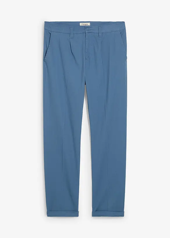 Regular-Fit Bundfaltenhose aus Baumwoll-Twill, Straight, bonprix