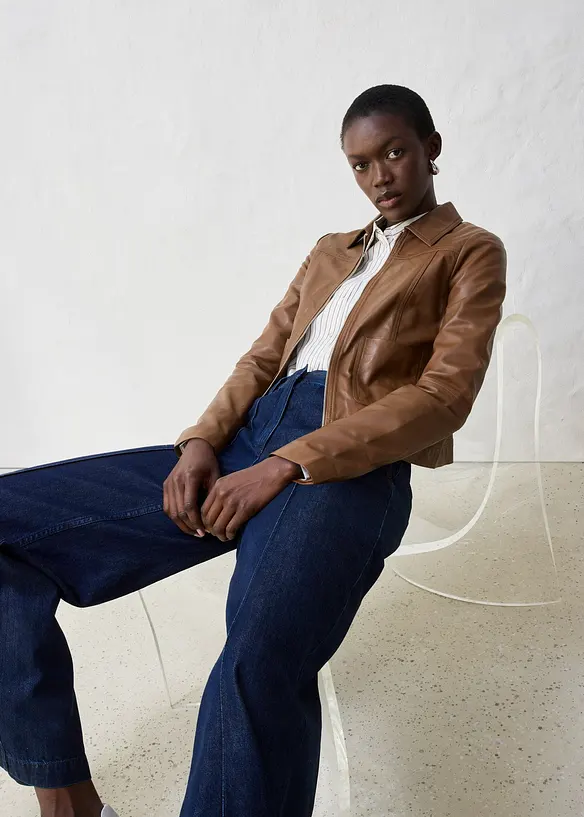 Veste en cuir, bonprix