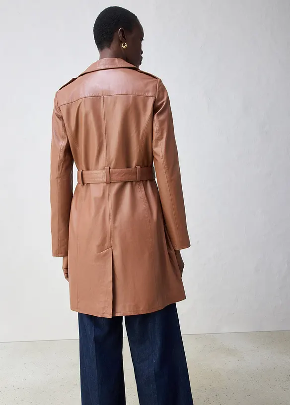 Leder-Trenchcoat aus Lammnappa, bonprix