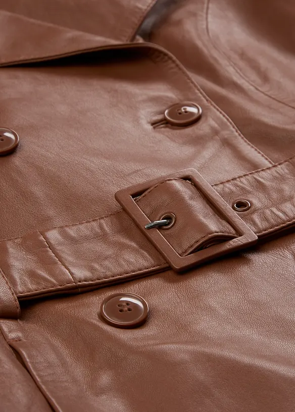 Leder-Trenchcoat aus Lammnappa, bonprix