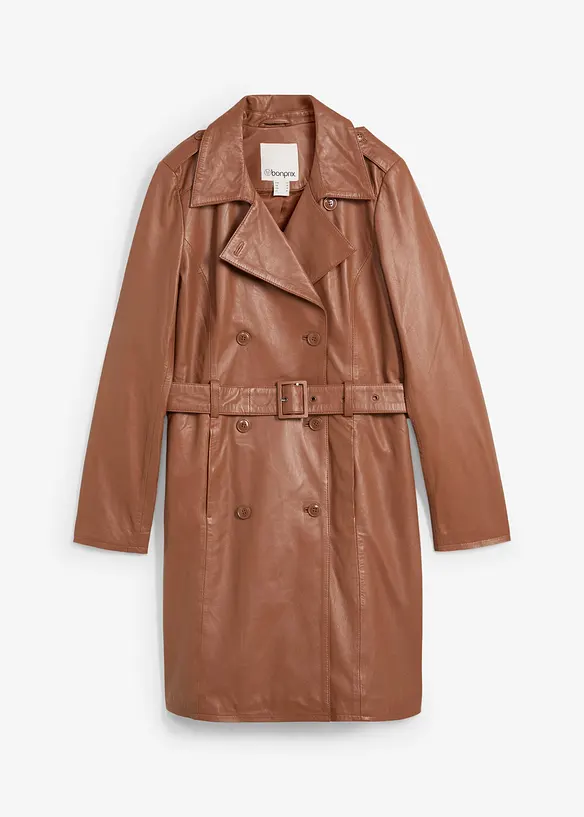Leder-Trenchcoat aus Lammnappa, bonprix