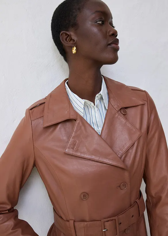 Leder-Trenchcoat aus Lammnappa, bonprix