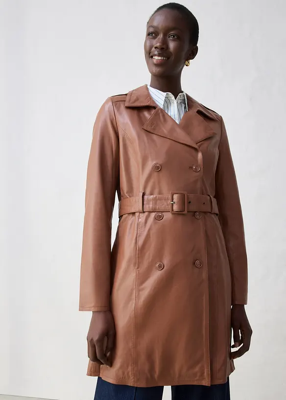 Leder-Trenchcoat aus Lammnappa, bonprix
