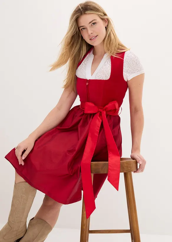 Dirndl mit Samt-Mieder und Satin-Schürze (2-tlg.Set), bonprix