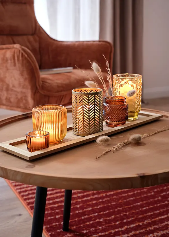 Plateau bougeoir avec 5 porte-bougies chauffe plat, bonprix