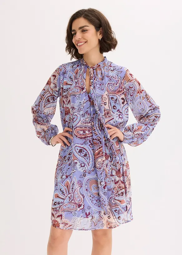 Robe-tunique en mousseline avec col lavallière, bonprix