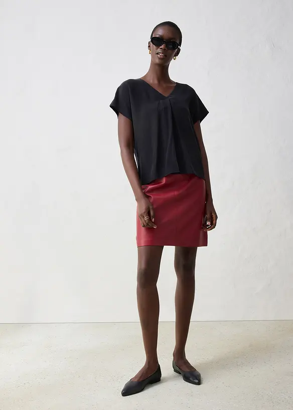Shirt mit Seidenanteil und Webeinsatz, bonprix