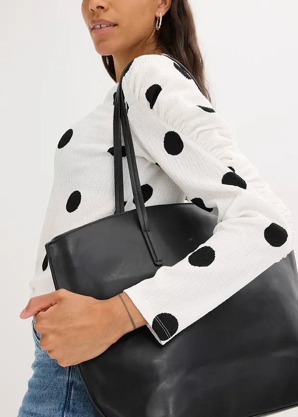 Langarmshirt aus strukturiertem Crêpe, bonprix