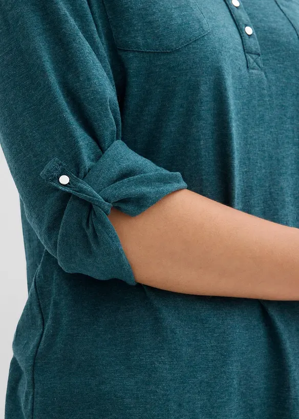 Baumwoll-Henleyshirt mit Knopfleiste, bonprix
