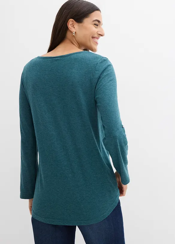 Baumwoll-Henleyshirt mit Knopfleiste, bonprix