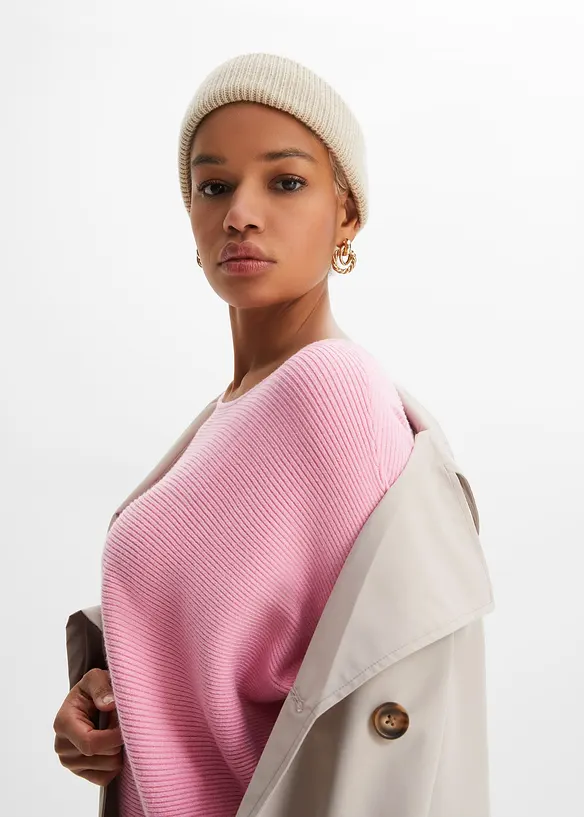 Pull côtelé oversize en viscose mélangée, bonprix